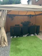 Zwarte steiger houten tafel + stoelen, Tuin en Terras, Partytenten, Ophalen, Zo goed als nieuw, Minder dan 5 meter, Overige typen