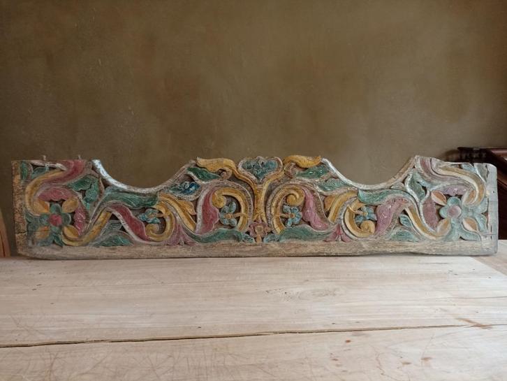 Indonesisch polychroom sierpaneel, Antiek en Kunst, Curiosa en Brocante, Ophalen of Verzenden