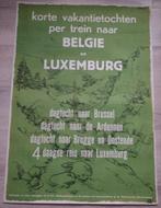 Vintage NS Reisposter België en Luxemburg per Trein, Verzamelen, Deurposter of groter, Ophalen of Verzenden, Reclame, Rechthoekig Staand