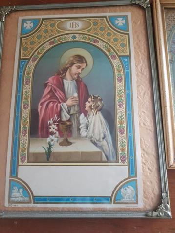 Twee prachtige lijsten met religieuze prent beschikbaar voor biedingen