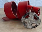 Rode leren riem/ceintuur. 95 cm., Kleding | Dames, 3 tot 5 cm, Echt leder, Leer, 90 tot 100 cm