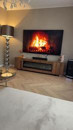 Tv kast met open haard en glasplaat, Ophalen, Zo goed als nieuw, Vrijstaande haard, Elektrische haard