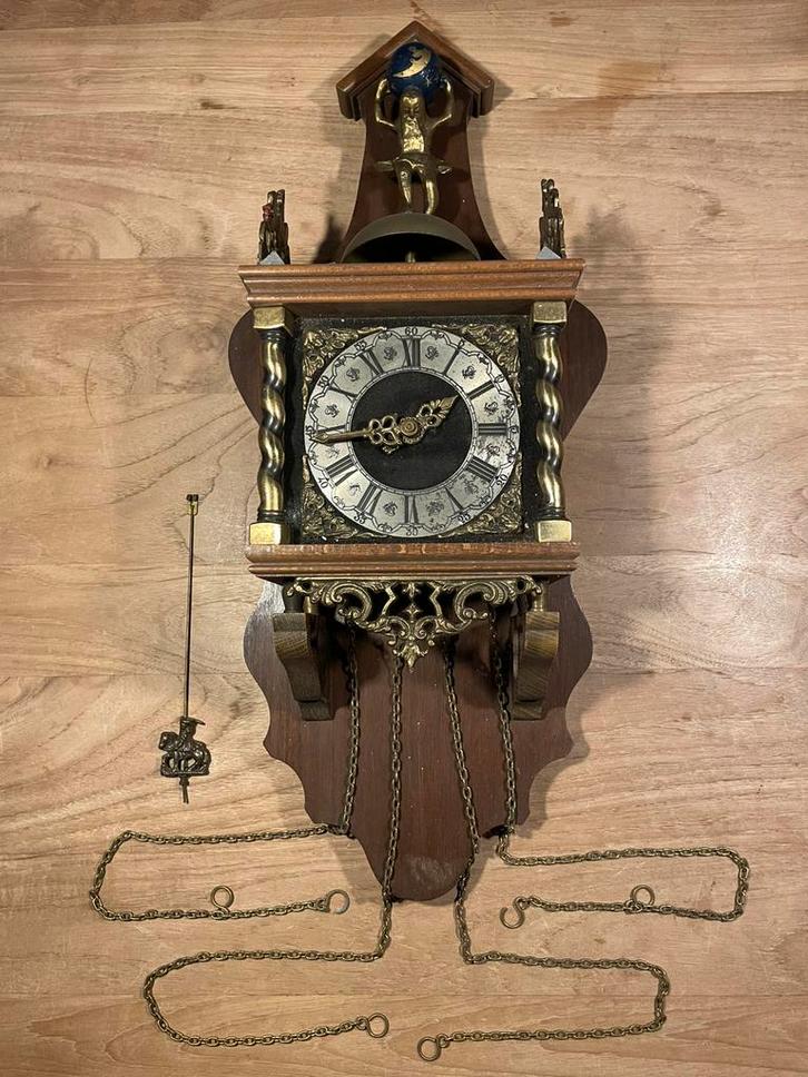 Antieke Wuba Wandklok zonder gewichten, Antiek en Kunst, Antiek | Klokken, Ophalen of Verzenden