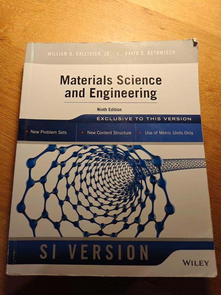 Materials Science and Engineering - Callister 9th ed., Boeken, Schoolboeken, Gelezen, Overige vakken, Overige niveaus, Ophalen of Verzenden
