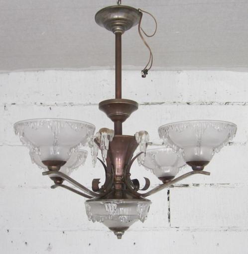 art deco lamp Ezan met ijsvormige kappen 18, Antiek en Kunst, Antiek | Lampen, Ophalen