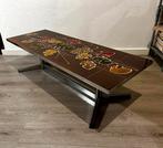 70s ceramic tiles coffee table with flower pattern, Ophalen, Minder dan 50 cm, 100 tot 150 cm, Zo goed als nieuw