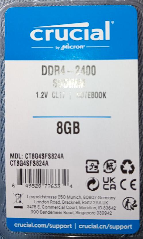 Crucial CT8G4SFS824A, Computers en Software, RAM geheugen, Zo goed als nieuw, Laptop, 8 GB, DDR4, Ophalen of Verzenden