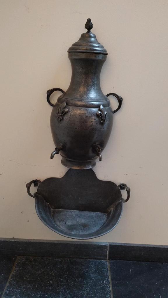 Antieke Tinnen Wandfontein /was fontein, Antiek en Kunst, Antiek | Tin, Ophalen