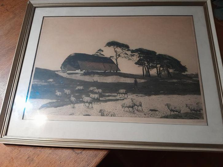 Tjeerd bottema schaapskooi ede, Antiek en Kunst, Kunst | Etsen en Gravures, Ophalen of Verzenden