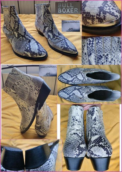 BULLBOXER beige-zwarte cowboy laarsjes maat 40, Kleding | Dames, Schoenen, Zo goed als nieuw, Lage of Enkellaarzen, Beige, Ophalen of Verzenden