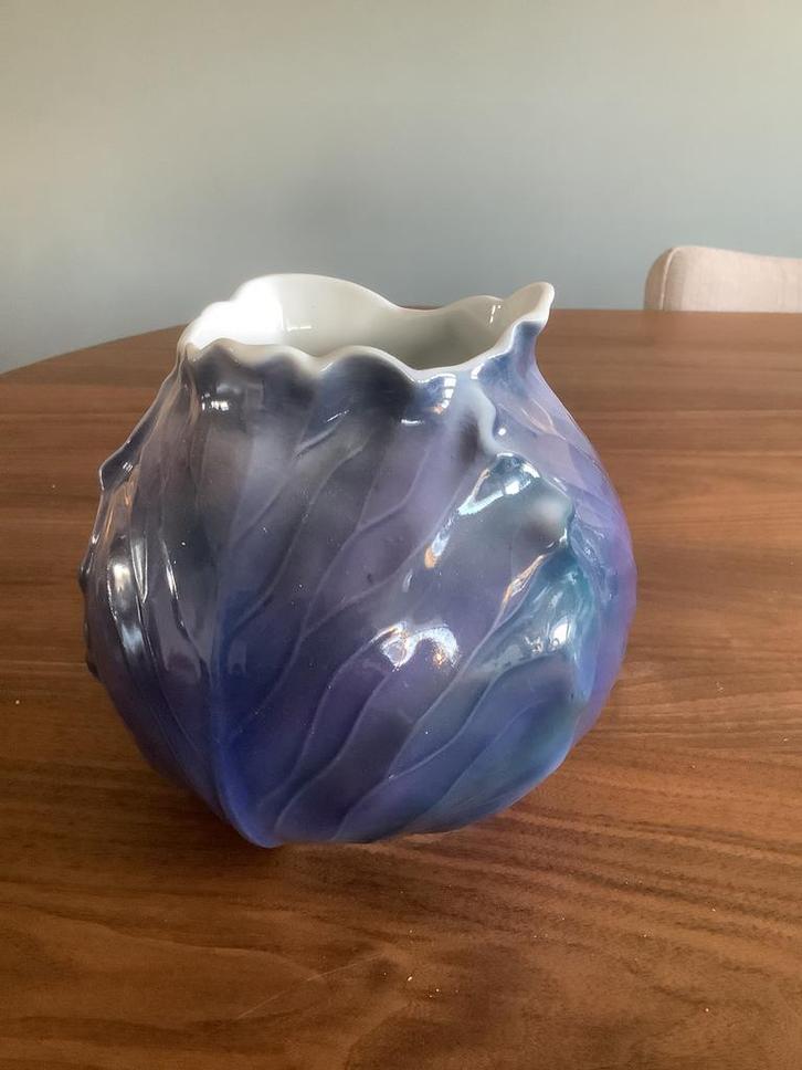 Vaasje in vorm van Rode Kool, Huis en Inrichting, Woonaccessoires | Vazen, Zo goed als nieuw, Rood, Minder dan 50 cm, Glas, Ophalen of Verzenden