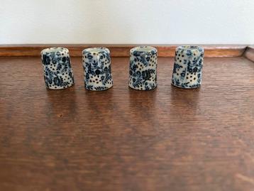 Set 4 mini kandelaars/ kaarshouders Chinees blauw wit beschikbaar voor biedingen