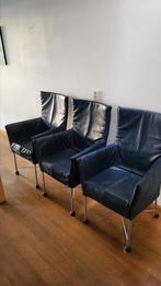 6 Montis Chaplin eettafel stoelen blauw leer, Ophalen, Gebruikt, Blauw, Leer
