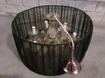 GRATIS: grote kroonluchter (58cm br.) 6x E14 textiel+glas b4, Ophalen, Glas