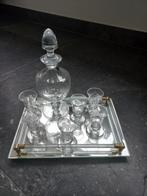 Schitterend likeurset + spiegel dienblad, Antiek en Kunst, Antiek | Glas en Kristal, Ophalen of Verzenden