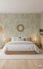 14136 subtiel bloemen vintage wallpaper groen beige swiet, Huis en Inrichting, Verzenden, 75 m² of meer, Beige