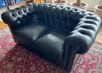 Chesterfield 2-zits bank, donkerbruin, Ophalen, Gebruikt, 150 tot 200 cm, Tweepersoons