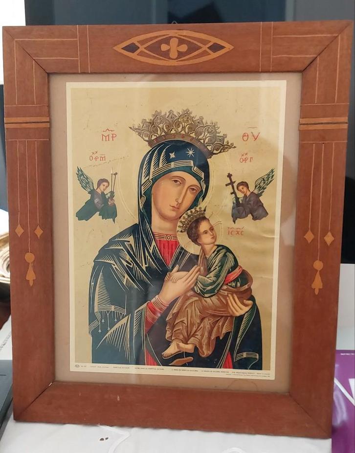 Oude religieuze prent in lijst, Antiek en Kunst, Antiek | Religie, Ophalen