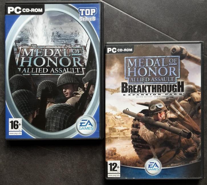 PC Games Set - Medal Of Honor Allied Assault + Expansion, Spelcomputers en Games, Games | Pc, Zo goed als nieuw, Shooter, 1 speler