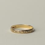 vintage 9 karaat gouden rij ring met diamant starburst set, Verzenden, Dame, Goud, Goud