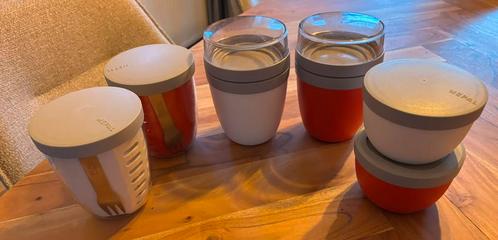 7 delige Mepal ellipse set, Huis en Inrichting, Keuken | Tupperware, Gebruikt, Bak of Kom, Wit, Rood, Ophalen of Verzenden