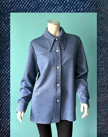 Vintage jaren 70 blouse blauw maat 42 beschikbaar voor biedingen