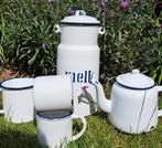 Witte emaille melkbus koffiekan maatbeker mokjes prijs pst, Antiek en Kunst, Antiek | Emaille, Ophalen of Verzenden