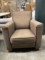 fauteuil stof bruin afgezet met bruine leren bies ALS NIEUW, Huis en Inrichting, Fauteuils, 75 tot 100 cm, Ophalen of Verzenden
