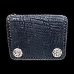 Zwarte biker portemonnee van haaienleer met zilver, N.v.t., Nieuw, Ophalen of Verzenden, N.v.t.