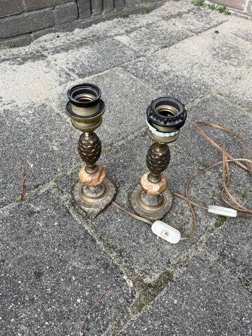 Antieke Tafellampen Set - Messing & Marmer Accent beschikbaar voor biedingen