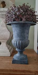 Gietijzeren louvre tuinvaas 32 cm met kunstplant, Tuin en Terras, Ophalen, Gebruikt