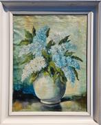 Schilderij vaas met bloemen in houten lijst, Ophalen