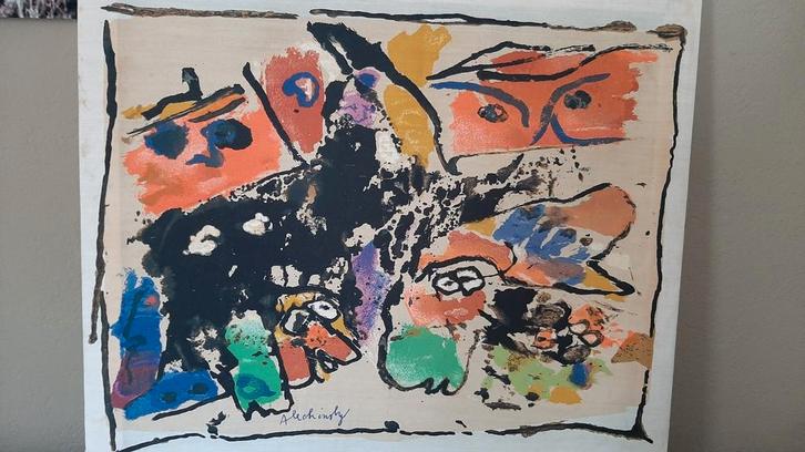 Pierre-Alechinsky. "Foulard"(cobra)., Antiek en Kunst, Kunst | Schilderijen | Abstract, Ophalen