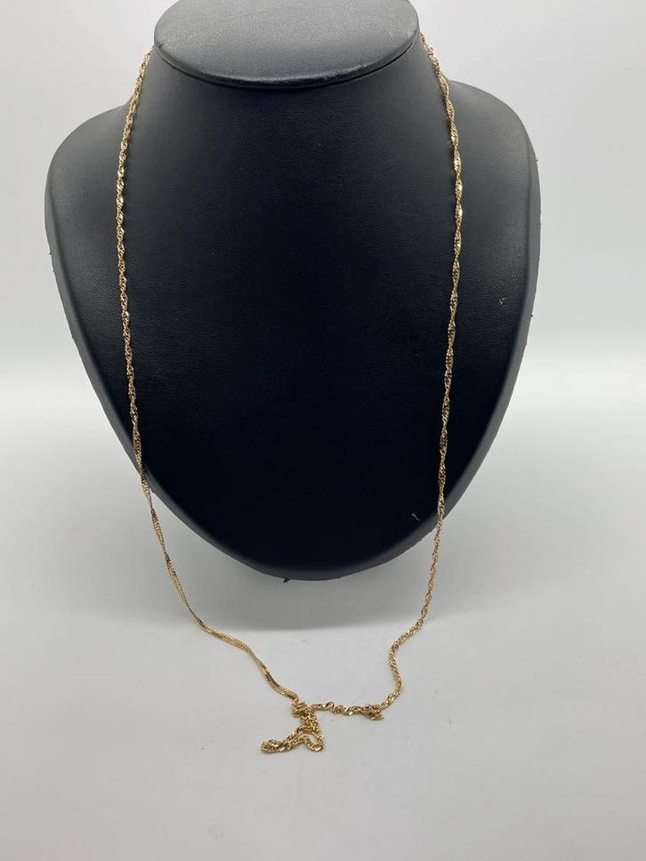 A196 Prachtige zilveren ketting goudkleurig 80 cm, Sieraden, Tassen en Uiterlijk, Kettingen, Zilver, Goud, Ophalen of Verzenden