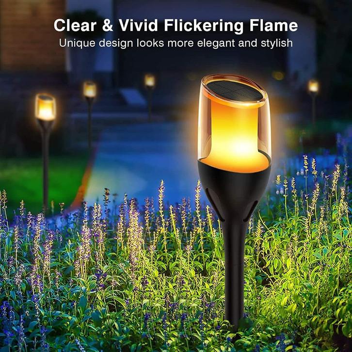 Luxe outdoor Solar LED fakkel met vlameffect (ca 60 cm hoog), Tuin en Terras, Buitenverlichting, Nieuw, Vloerlamp, Minder dan 50 watt
