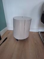 Boomstam tafeltje op wieltjes - beige, Huis en Inrichting, Tafels | Bijzettafels, Ophalen, Zo goed als nieuw