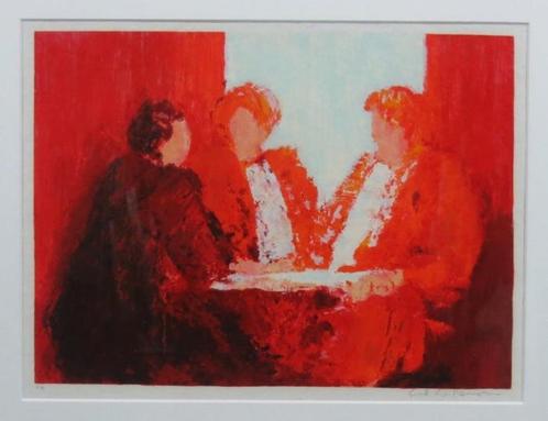 Wil Willemsen - Teatime - zeefdruk op geschept papier, Antiek en Kunst, Kunst | Litho's en Zeefdrukken, Ophalen of Verzenden