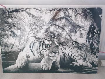 Houten canvas met tijger  beschikbaar voor biedingen