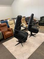 Relaxfauteuil , zwarte leren design relax fauteuil stoel, Huis en Inrichting, Fauteuils, 75 tot 100 cm, Leer, Ophalen of Verzenden
