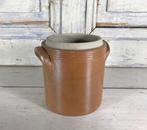 Franse bruine grès olijven pot met deksel, Ophalen of Verzenden