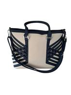 Donkerblauw met witte kunstleren schoudertas., Ophalen of Verzenden, Zo goed als nieuw, Blauw, Schoudertasje