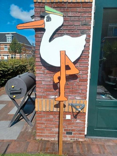 Ooievaar geboorte met optioneel naambordje en babydraagzak, Kinderen en Baby's, Kraamcadeaus en Geboorteborden, Gebruikt, Ophalen