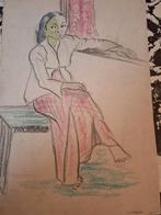 Tekening Javaanse Vrouw, Ophalen of Verzenden