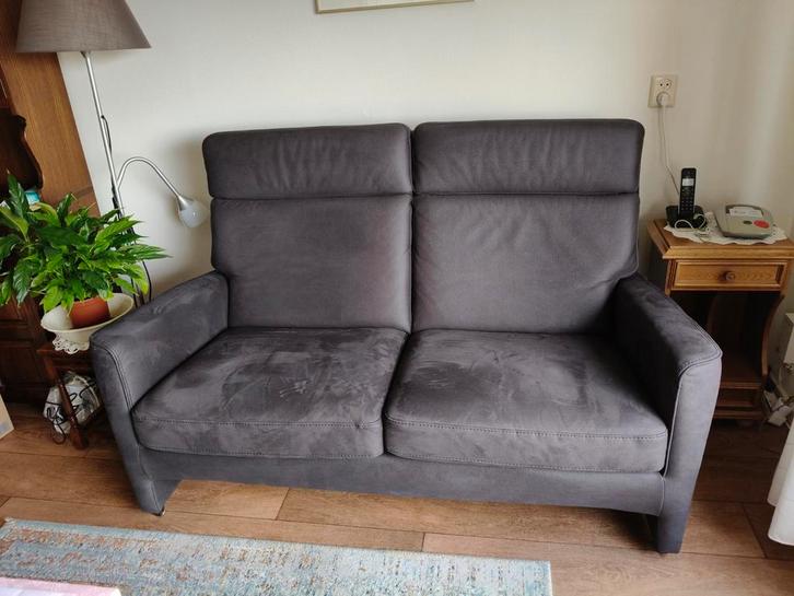 Mooie grijze stoffen bank en fauteuil, Huis en Inrichting, Fauteuils, Gebruikt, Stof, 100 tot 125 cm, Minder dan 75 cm, Ophalen of Verzenden