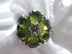 Mooie Zilveren Ring met Peridot - Bloem, Verzenden, Zilver, Ring, Met edelsteen
