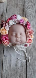 Newborn flowerbonnet rozetinten, Nieuw, Overige typen, Ophalen of Verzenden