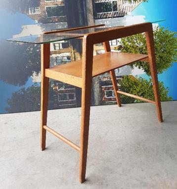 Vintage Side table Cesare Lacca eiken hout met glasplaat  beschikbaar voor biedingen