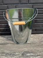 Zinken emmer met houten handvat 28 cm Nieuw, Minder dan 30 cm, Minder dan 60 cm, Rond, Nieuw