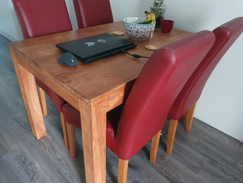 Eetkamertafel (rechthoekig) met vier eetkamerstoelen, Huis en Inrichting, Complete eetkamers, Gebruikt, Ophalen