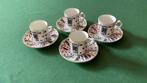 4 koffie kop/schotels bridge/kaart motief. Engels porcelein, Ophalen